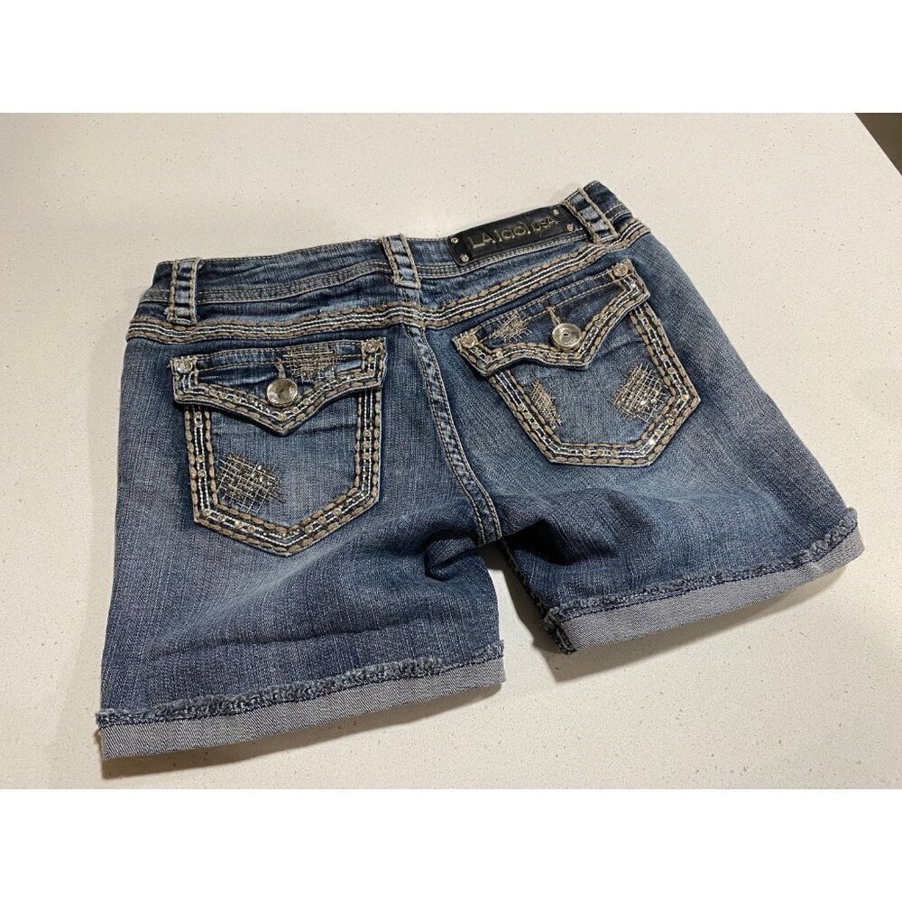 L.A. Idol Size 7 Rhinestone Denim Shorts